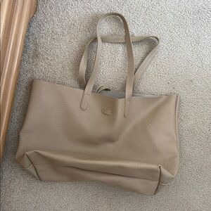 Elegant Tan faux pebbled Leather Tote Bag